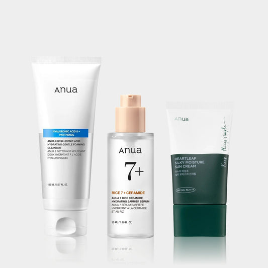 ANUA Hydration & Barrier Repair Skincare Kit – Cleanser, Serum & SPF